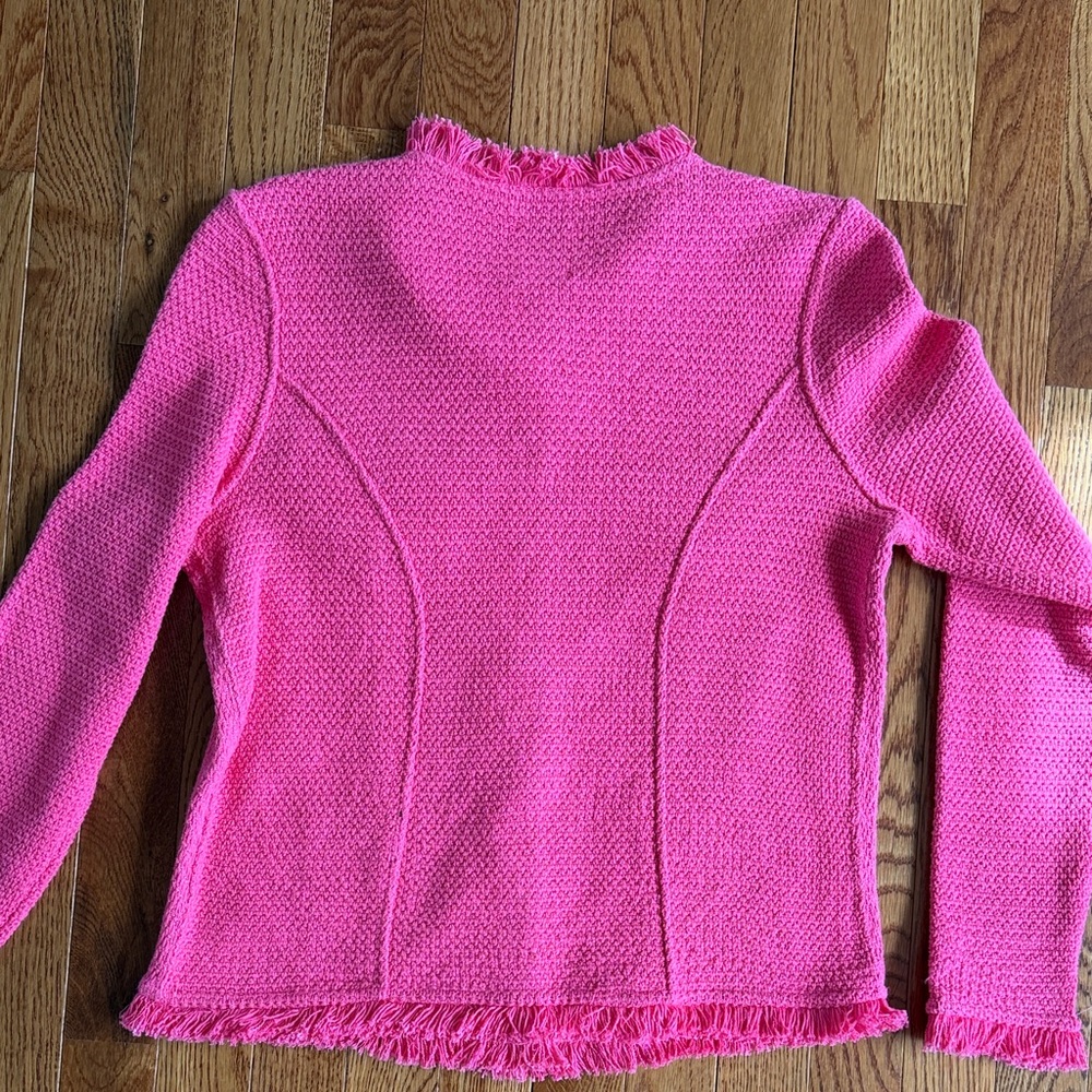 NIC+ZOE Bright Pink Fringe Knit Blazer Jacket size S - Picture 4 of 4